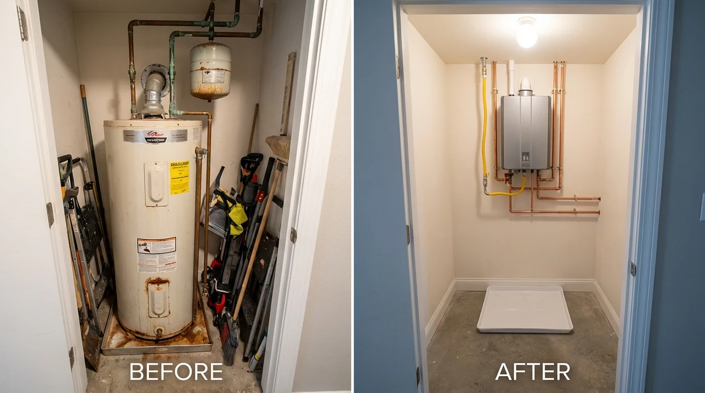 Tank water heater versus wall-mounted tankless unit comparison for Flossmoor, IL homeowners